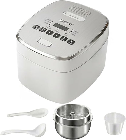 OCTAVO Low Carb Rice Cooker, 5-Cup Uncooked Stainless Steel Inner Pot, Low by OCTAVO
