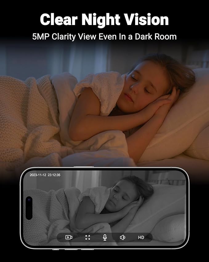MUBVIEW Cameras for Home Security, 2.4/5GHz WiFi 2K Indoor Wired Se2.curity - Image 4