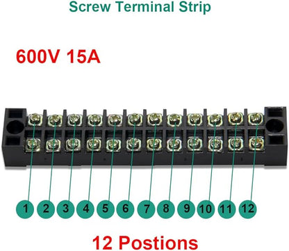 MILAPEAK 10pcs 12 Positions Dual Row 600V 15A Screw Terminal Strip Blocks - Image 4