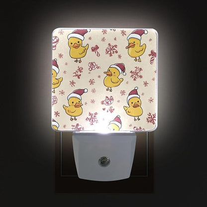 Pigsaly Led Night Light Cute Cartoon Yellow Ducks Santa Hats Snowflake Night - Image 4
