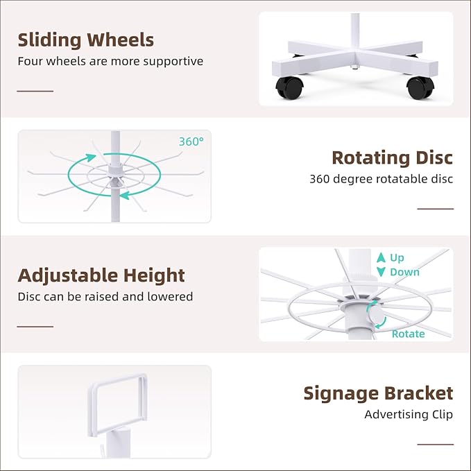 YEOOE Retail Display Racks 7 Tier Spinning Display Stand, Movable Shop Spinner - Image 3