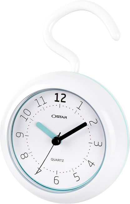 OSTAR Waterproof Bathroom Shower Clock, Analog Quartz Clock Hanging Stand Dual by TrulySilentClocks