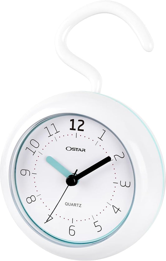 OSTAR Waterproof Bathroom Shower Clock, Analog Quartz Clock Hanging Stand Dual by TrulySilentClocks