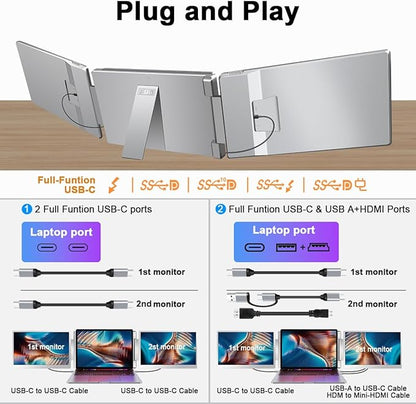 S7 Laptop Screen Extender, 14-inch Portable Travel Triple Monitor-Left Screen - Image 5