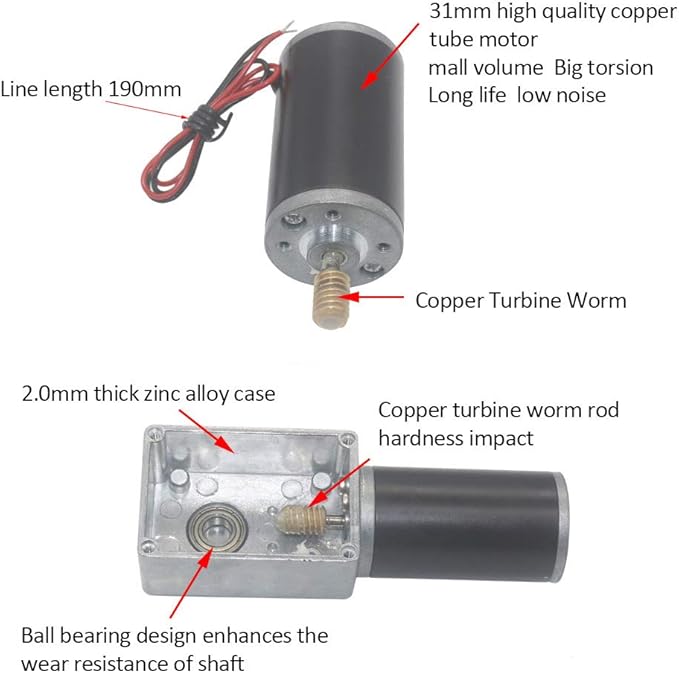 Reversible Gear Motor, 24V 8mm Shaft Gear Motor High Torsion Speed Reduce - Image 6