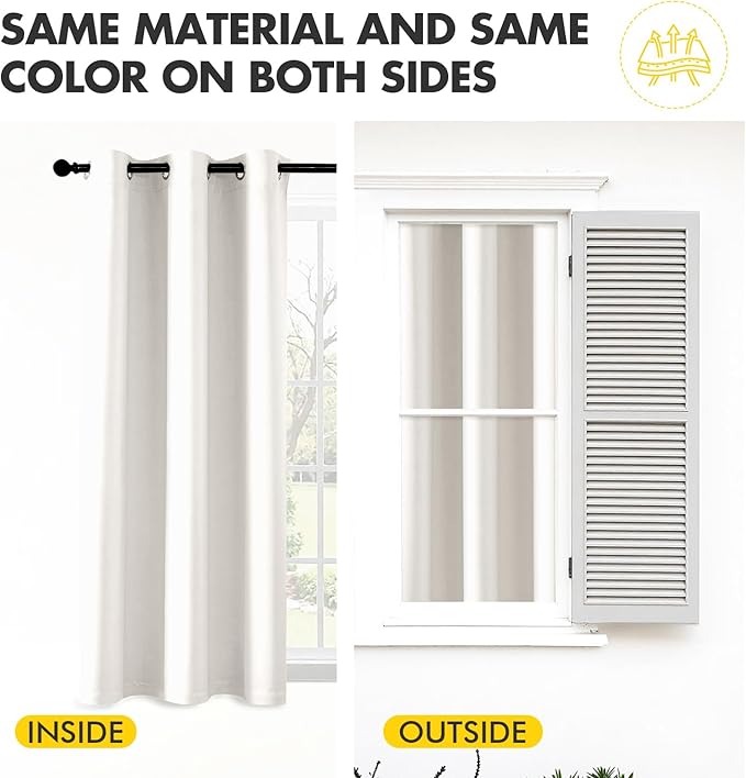 MIULEE Ivory Blackout Curtains for Bedroom Living Room 72 Inches Long 2 Panels - Image 7