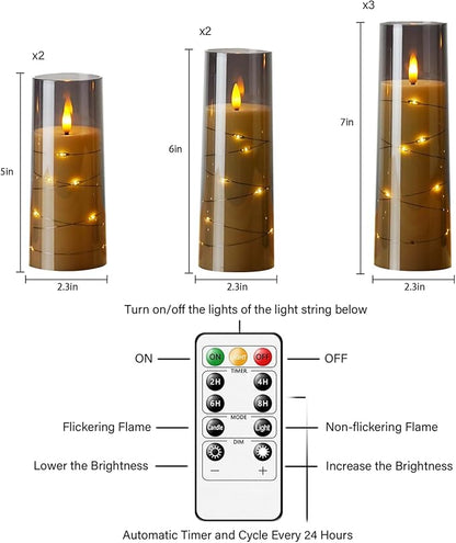 Flameless Candles with Embedded Star String, Battery Operated LED Pillar - Image 5