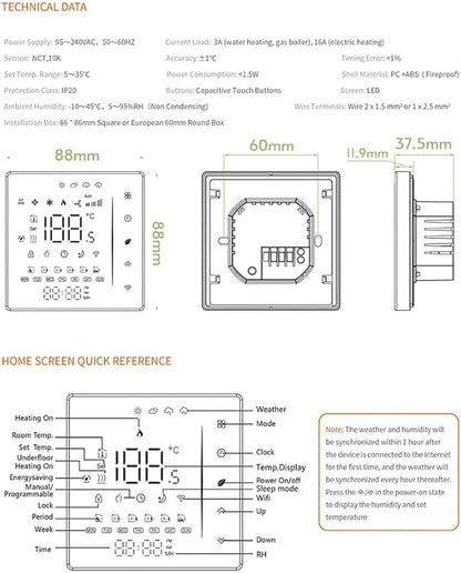 Matybobe WiFi Smart Thermostat Temperature Controller Weekly Programmable - Image 9