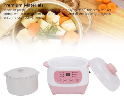 TOPINCN 1L 200W Electric Stew Pot, Smart ABS Ceramic Mini Slow Cooker, Dorm Room - Image 4