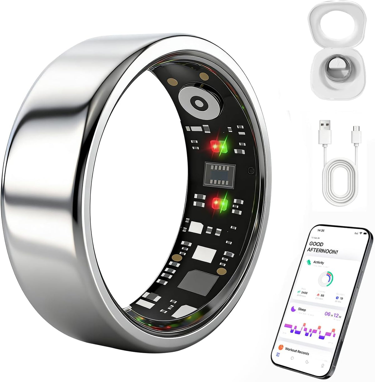 smart ring health tracker for women men, fitness, main product view