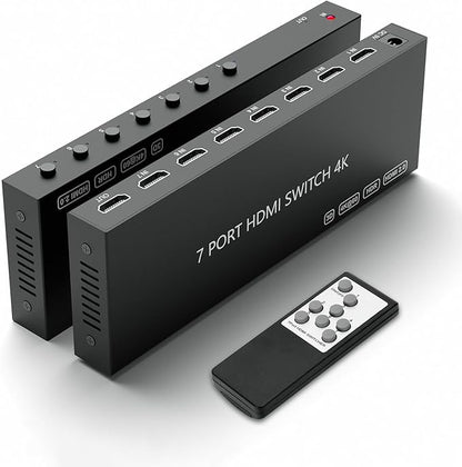 7 Way HDMI Switch 4k@60Hz HDMI Switcher 7 in 1 Out HDCP 2.0 Manual HDMI 2.0 Hub by YDF