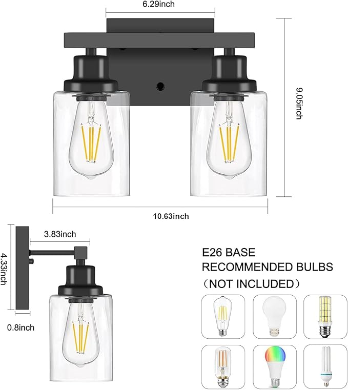 DIKAIDA Bathroom Vanity Light, 2-Light Modern Matte Wall Sconce Lighting - Image 5