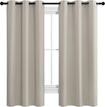 NICETOWN Kitchen Curtains for Decoration, Thermal Insulated Grommet Room Darkening Draperies/Panels for Laundry (Natural, 2 Panels, W42 x L68 inches)