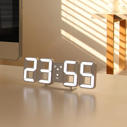mooas 3D Pure Mini White LED Clock - Image 2