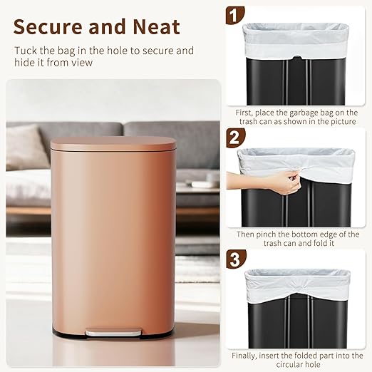 PayLessHere Trash Can Kitchen Stainless Steel Trash Can Trash Can - Image 6