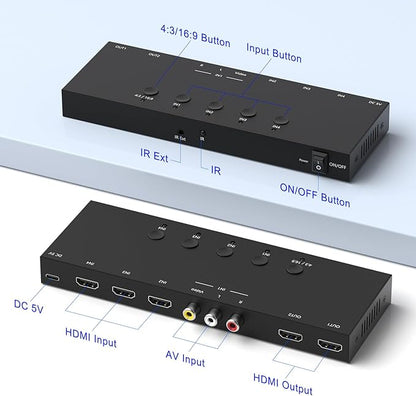 Y.D.F to 2 HDMI Converter Switcher Splitter Support 4:3/16:9 Switching - Image 4