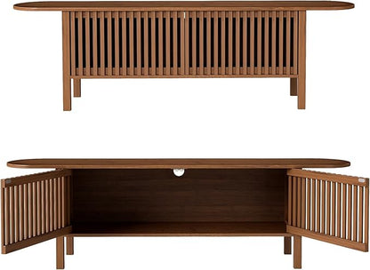 HollyHOME Bamboo TV Stand with Storage - Image 3