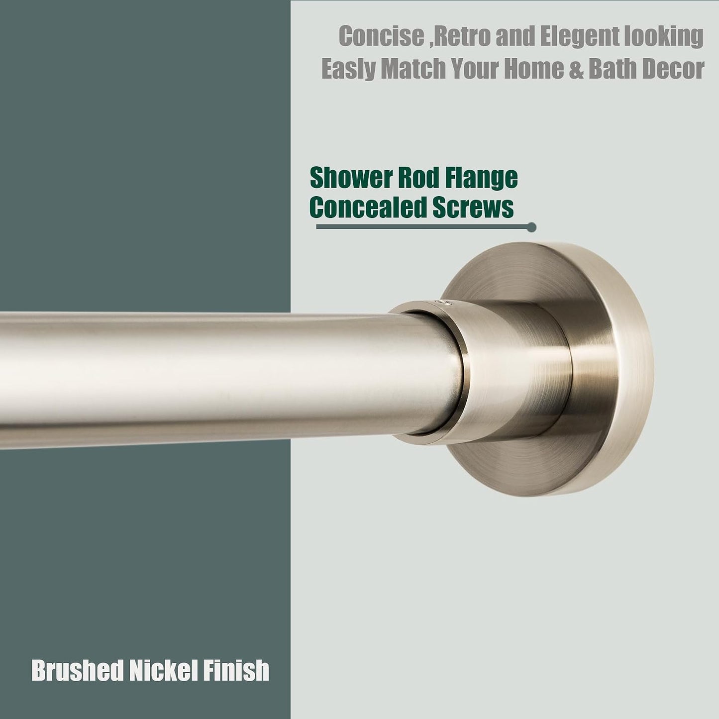 Heavy Duty Shower Rod, Adjustable Shower Curtain Rod, Expandable 47-84 Inch, Permanent Mount Shower Rod, Never Rust Stainless Steel For Window Curtain and Closet, Brushed Nickel