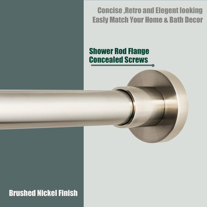 Heavy Duty Shower Rod, Adjustable Shower Curtain Rod, Expandable 47-84 Inch, Permanent Mount Shower Rod, Never Rust Stainless Steel For Window Curtain and Closet, Brushed Nickel
