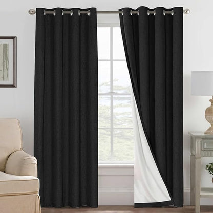H.VERSAILTEX Bedroom Curtains Blackout Linen Blackout Curtains 84 Inches Long by HVERSAILTEX