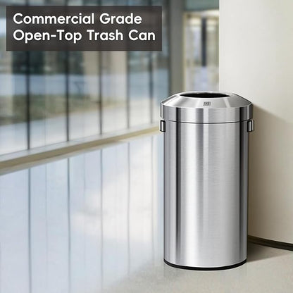 EKO Urban 24 Gallon Round Stainless Steel Open Top Waste Bin, Tall Commercial - Image 2