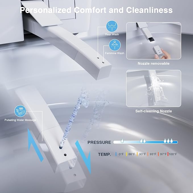 Smart Toilet with Heated Seat & Auto Flush, 1.1/1.6 GPF One Piece Tankless - Image 4