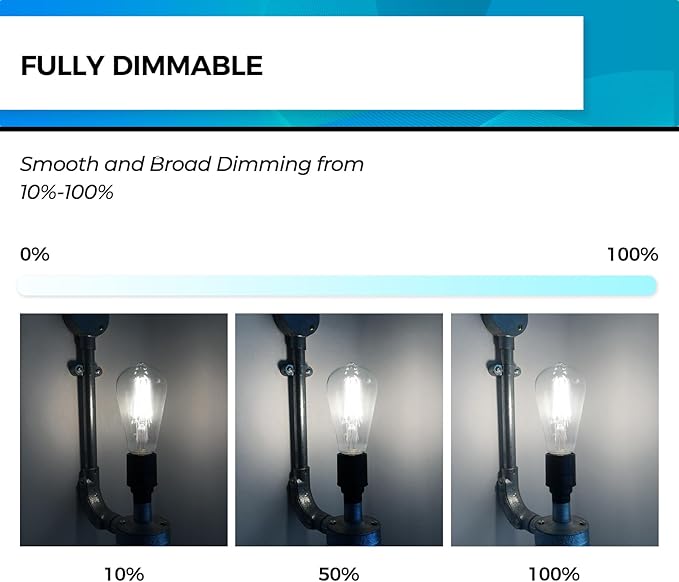 Hizashi LED Edison Bulbs, Equivalent 60W, Dimmable E26 LED Bulb, Daylight 5000K - Image 2