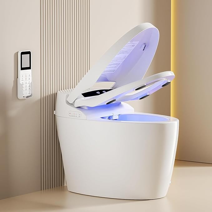 Smart Toilet with Warm Water Sprayer and Dryer, One Piece Bidet Toilet with by LoupusuoROMANCHAIR