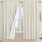 LAMIT 100% Blackout Natural Polyester Curtains, 68 Inches Linen Textured by LAMIT
