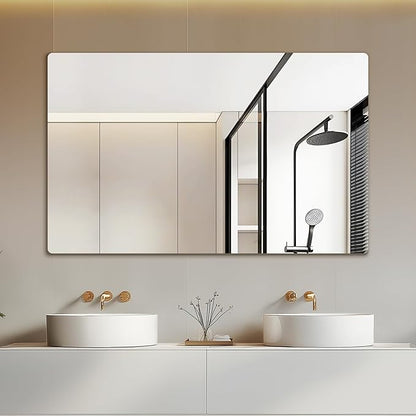 Mirrorons 48 x 30 Frameless Bathroom Mirror, Rounded Corner Bathroom Vanity by Mirrorons