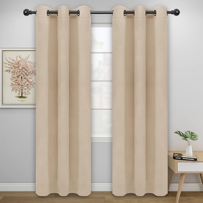 Easy-Going Blackout Curtains for Bedroom, Solid Thermal Insulated Grommet and by Easy-Going