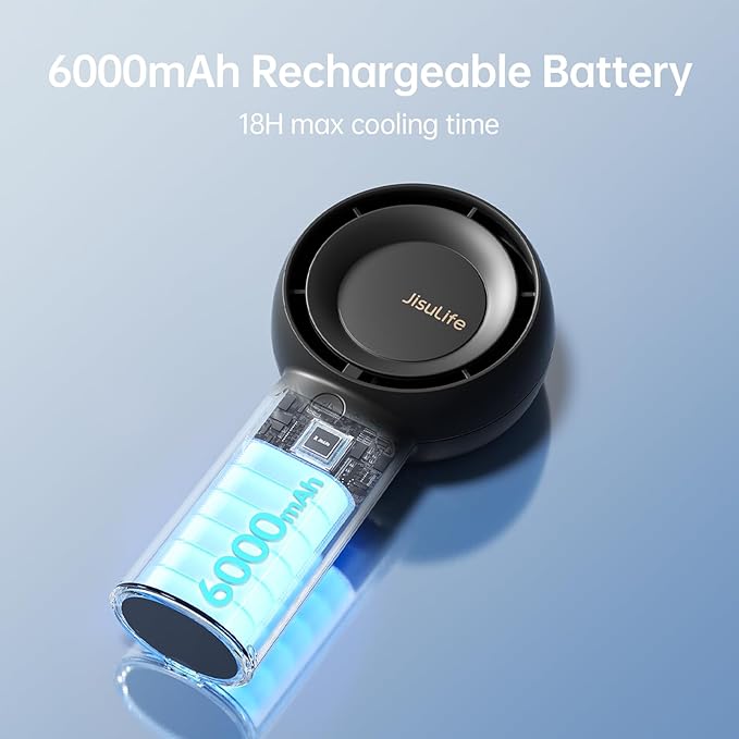 JISULIFE Portable Handheld Turbo Fan, 6000mAh USB Rechargeable Personal Battery - Image 4