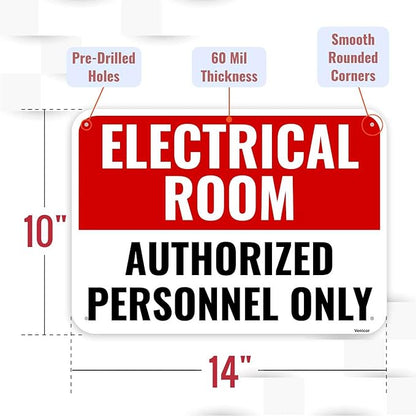 1PC Electrical Room Sign, 14 x 10 Inches - Image 2