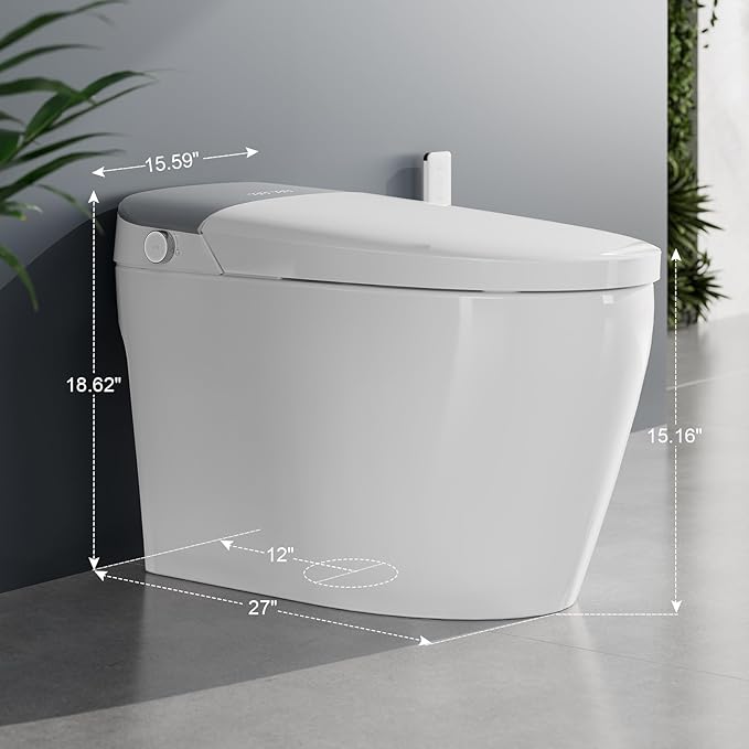 Smart Toilet with Pump Assisted Flush, Foot Sensor Operation, Heated Bidet Seat - Image 3