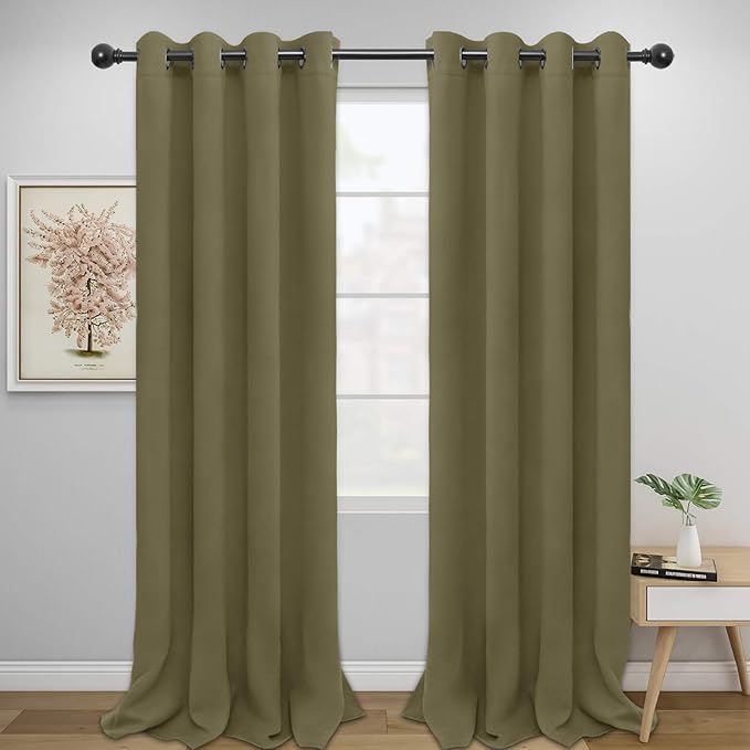 Easy-Going Blackout Curtains for Bedroom, Solid Thermal Insulated Grommet and by Easy-Going