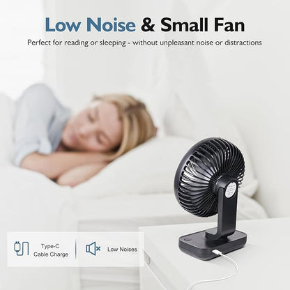 CONBOLA Small Desk Fan for Bedroom, 3600mAh Battery Powered Rechargeable Fan - Image 4