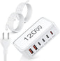 USB C Charger Block, 120W GaN 6-Port Charging Station, 30W Fixed PD Port Type C by JIORRIOSolarLightsOurdoorWaterproof
