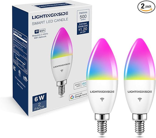 Lightinginside E12 Smart Light Bulbs 60W Equiv., Work by Lightinginside