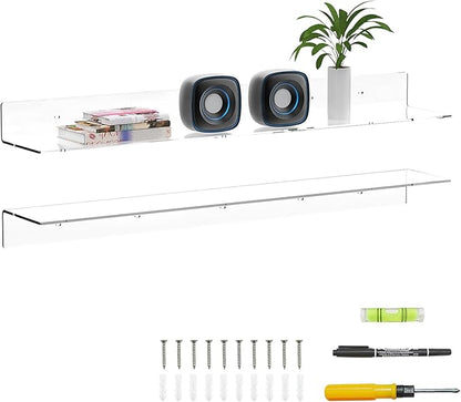 36 Inches Acrylic Wall Shelves 2 Pack, Floating Shelf by Sezanrpt