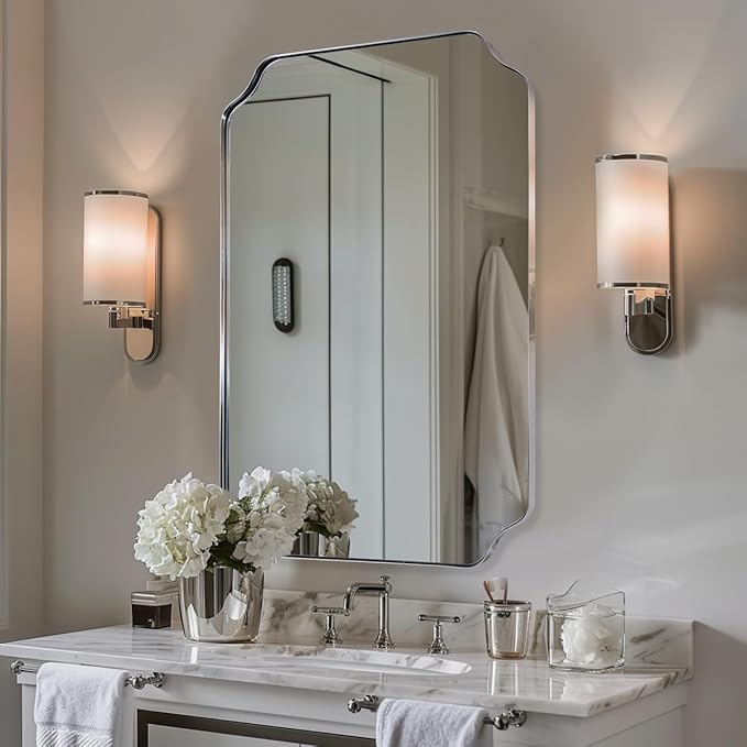 ANDY STAR Chrome Bathroom Mirror, 24x32 Inch Polished Chrome Rectangle Mirror - Image 3