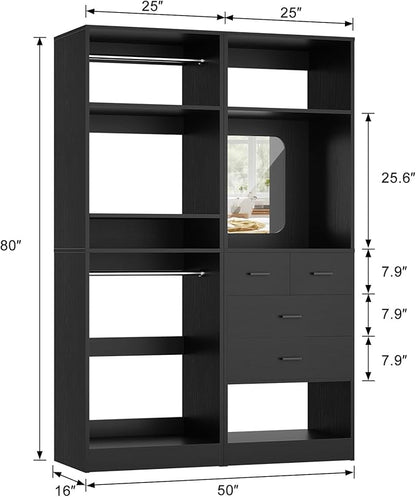 Unikito 50” Closet System with 4 Drawers, 4.2FT Wood Closet Organizer with - Image 7