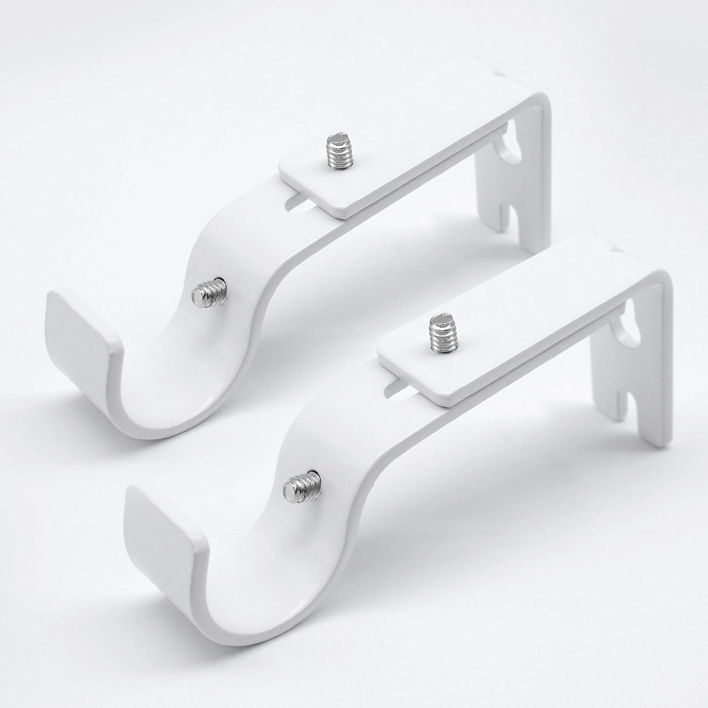 Curtain Rod Brackets Adjustable, 2 Pack Premium Rod Brackets for Wall, Curtain Rod Holder, Drapery Rod Holders Hardware Window Curtain Rod Support Hanger for 1 Inch Rod, White