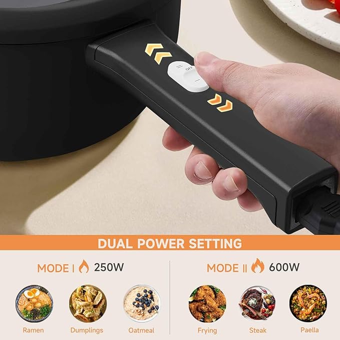 Dezin Electric Cooker, 2L Non-Stick Sauté Pan, Rapid Noodles Cooker, Mini Pot - Image 4