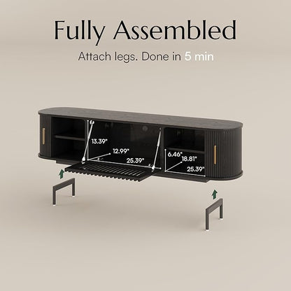 POVISON Fully-Assembled Mid Century Modern TV Stand - Image 2