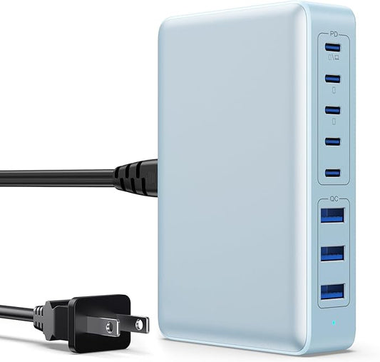 USB C Charger 300W USB C Charger Block 8-Ports GaN IV Fast Charging Station by APHUWJ