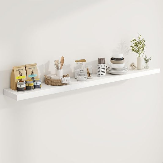 72in Floating Shelves for Wall, Long Wall Mounted Engineered Wood Shelves by Marsmiles