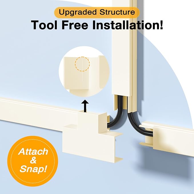 Delamu 157in Cord Hider, Cord Cover Wall Cable Management, Paintable Wire Cover - Image 2