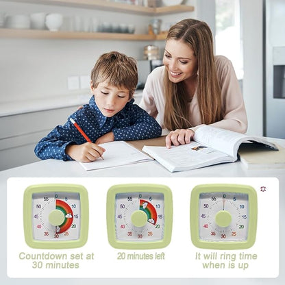 MEPHILIMIA Green Visual Timer 60 Minute Countdown Timer Desk Timer Kids Time - Image 3