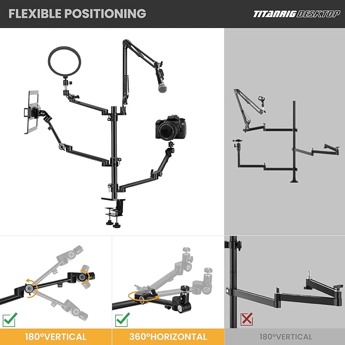 TARION Overhead Camera Desk Mount: 4-in-1 Heavy Duty Mount Set - Image 3