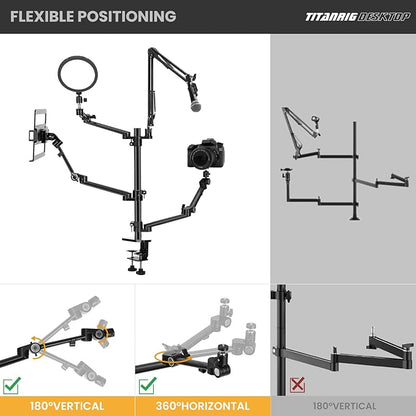 TARION Overhead Camera Desk Mount: 4-in-1 Heavy Duty Mount Set - Image 3
